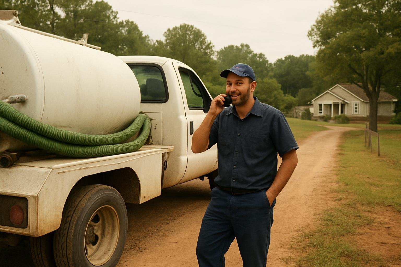 Harnett Septic Pros technician answering a question, Coats NC