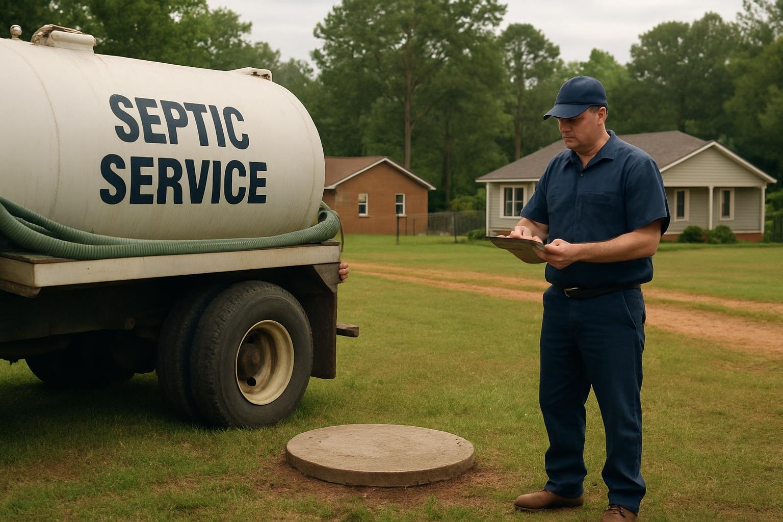 Septic Tank Inspection truck on site, Harnett County NC